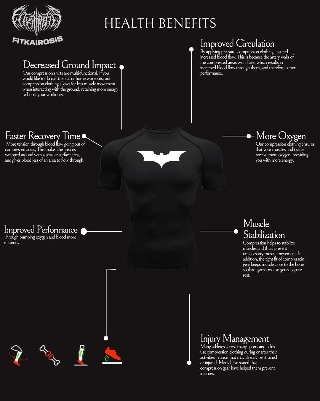 BAT BLACK COMPRESSION SHIRT – Core Series - FitKairosis