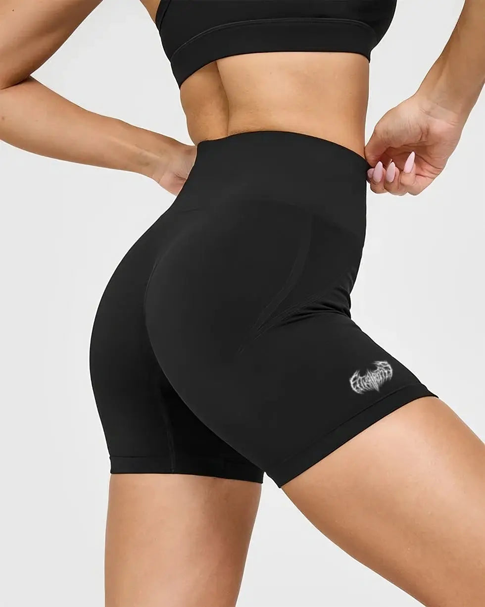 "Melinoe" Women's Black Fitness Shorts – Gaia Collection image 2